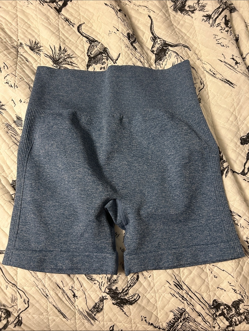 High-Waist Blue Seamless Women’s Shorts